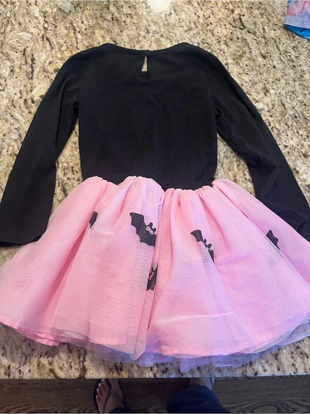 Spooky Vibes Pink & Black Kids Halloween Tutu Dress